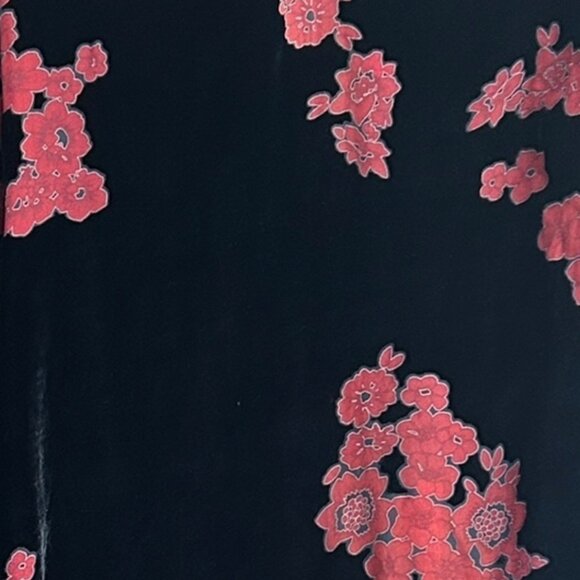 Boho Whimsigoth Black Velvet Burnout Kimono Duster • One Size •Red Floral Witchy - Picture 4 of 7